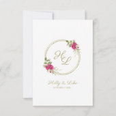 Sophisticated Elegant Pink Floral Wedding Wreath Kaart (Achterkant)