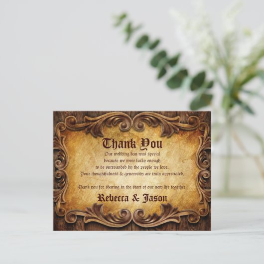 Sophisticated Elegant vintage bruiloft bedankt Briefkaart (Staand voorkant)