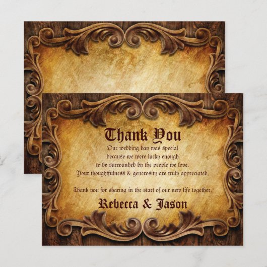 Sophisticated Elegant vintage bruiloft bedankt Briefkaart (Voorkant / Achterkant)