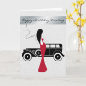 Sophisticated elegante chique vrouw Happy Birthday Kaart (Gele Bloem)