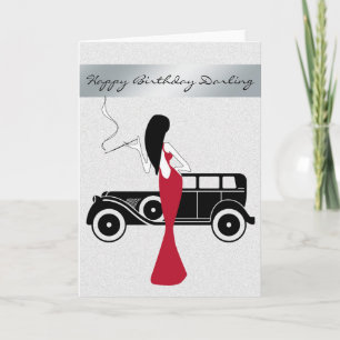 Sophisticated elegante chique vrouw Happy Birthday Kaart