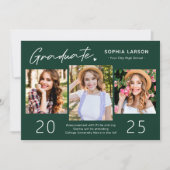 Sophisticated Emerald 3 Photo Collage Afstuderen Aankondiging (Voorkant)