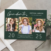Sophisticated Emerald 3 Photo Collage Afstuderen Aankondiging