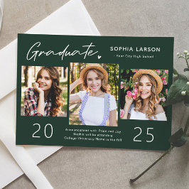 Sophisticated Emerald 3 Photo Collage Afstuderen Aankondiging