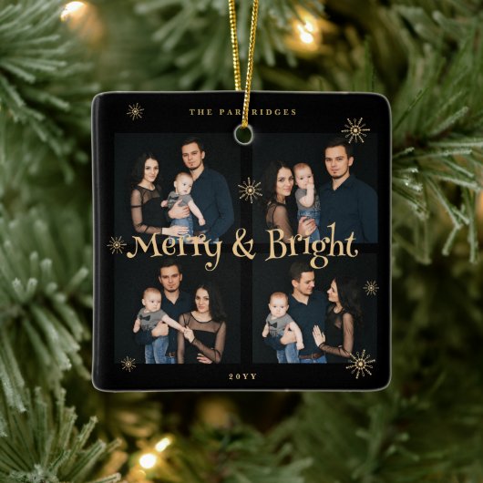 Sophisticated & Exquisite Black and Golden Collage Keramisch Ornament (Boom)