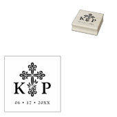 Sophisticated Faith Cross Wedding Initials Rubberstempel (Gestempeld)