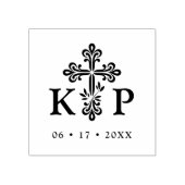 Sophisticated Faith Cross Wedding Initials Rubberstempel (Afrduk)