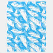 Sophisticated Feather Design On A Bright Blue Fleece Deken (Voorkant)