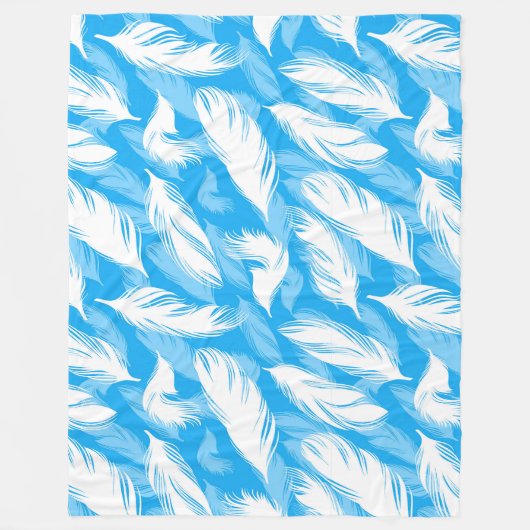 Sophisticated Feather Design On A Bright Blue Fleece Deken (Voorkant)