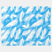 Sophisticated Feather Design On A Bright Blue Fleece Deken (Voorkant (Horizontaal))