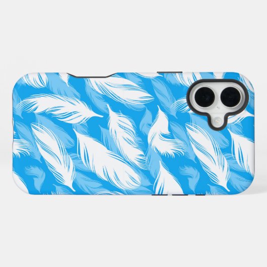Sophisticated Feather Design On A Bright Blue iPhone Hoesje (Achterkant horizontaal)