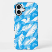 Sophisticated Feather Design On A Bright Blue iPhone Hoesje (Achterkant)