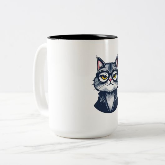 "Sophisticated Feline Gentleman Mok - Twee-tone Ca (Voorkant links)