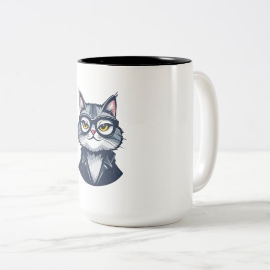 "Sophisticated Feline Gentleman Mok - Twee-tone Ca (Voorkant rechts)