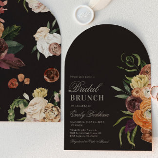 Sophisticated Floral Arch Bridal Brunch Invitation Kaart