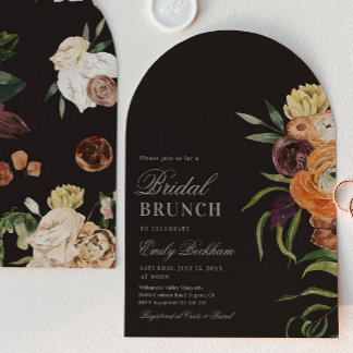 Sophisticated Floral Arch Bridal Brunch Invitation Kaart