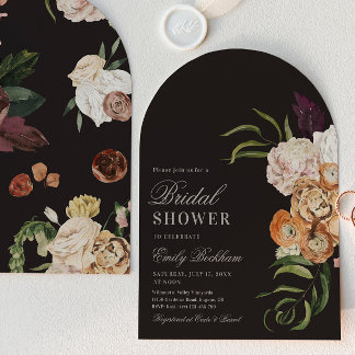 Sophisticated Floral Arch Bridal Shower Invitation Kaart