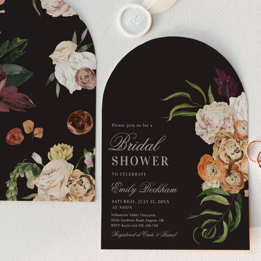 Sophisticated Floral Arch Bridal Shower Invitation Kaart