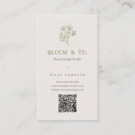 Sophisticated Floral Beige Elegant Minimal Card Visitekaartje