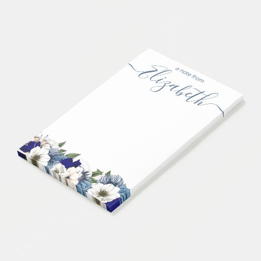Sophisticated Floral Custom Navy Dusty Blue Post-it® Notes (Schuin)