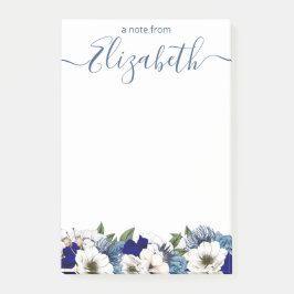 Sophisticated Floral Custom Navy Dusty Blue Post-it® Notes