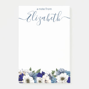 Sophisticated Floral Custom Navy Dusty Blue Post-it® Notes