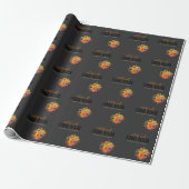 Sophisticated Floral Design Black Orange Flowers  Cadeaupapier (Uitgerold)