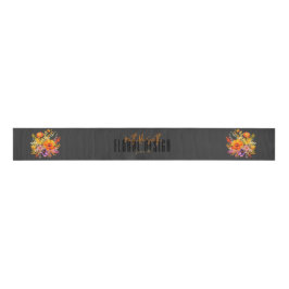 Sophisticated Floral Design Black Orange Flowers  Grosgrain Lint