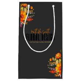 Sophisticated Floral Design Black Orange Flowers  Klein Cadeauzakje