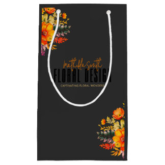 Sophisticated Floral Design Black Orange Flowers Klein Cadeauzakje