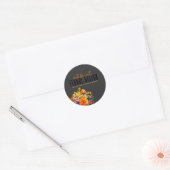 Sophisticated Floral Design Black Orange Flowers  Ronde Sticker (Envelop)