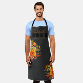 Sophisticated Floral Design Black Orange Flowers  Schort (Gedragen)