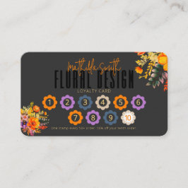 Sophisticated Floral Design Black Orange Loyalty Visitekaartje