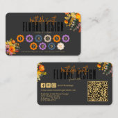 Sophisticated Floral Design Black Orange Loyalty Visitekaartje (Voorkant / Achterkant)