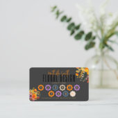 Sophisticated Floral Design Black Orange Loyalty Visitekaartje (Staand voorkant)