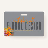 Sophisticated Floral Design Gray Orange Flowers Badge (Voorkant)