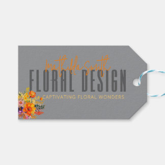 Sophisticated Floral Design Gray Orange Flowers Cadeaulabel