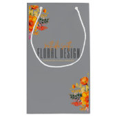 Sophisticated Floral Design Gray Orange Flowers  Klein Cadeauzakje (Achterkant)