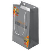 Sophisticated Floral Design Gray Orange Flowers  Klein Cadeauzakje (Voorkant Gekanteld)