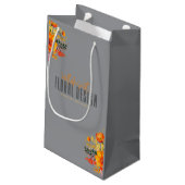 Sophisticated Floral Design Gray Orange Flowers  Klein Cadeauzakje (Achterkant Gekanteld)