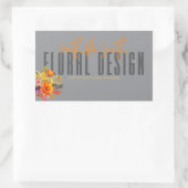 Sophisticated Floral Design Gray Orange Flowers Rechthoekige Sticker (Tas)