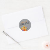 Sophisticated Floral Design Gray Orange Flowers Ronde Sticker (Envelop)