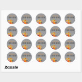 Sophisticated Floral Design Gray Orange Flowers Ronde Sticker (Vel)