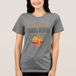 Sophisticated Floral Design Gray Orange Flowers Tri-Blend Shirt