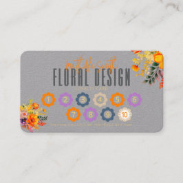 Sophisticated Floral Design Gray Orange Loyalty Visitekaartje
