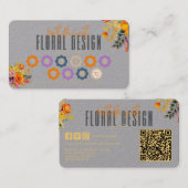 Sophisticated Floral Design Gray Orange Loyalty Visitekaartje (Voorkant / Achterkant)