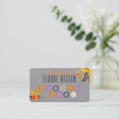 Sophisticated Floral Design Gray Orange Loyalty Visitekaartje (Staand voorkant)