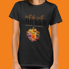 Sophisticated Floral Design Zwart Sinaasappels Blo T-shirt