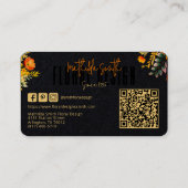 Sophisticated Floral Design Zwart Sinaasappels Blo Visitekaartje (Achterkant)