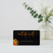 Sophisticated Floral Design Zwart Sinaasappels Blo Visitekaartje (Staand voorkant)